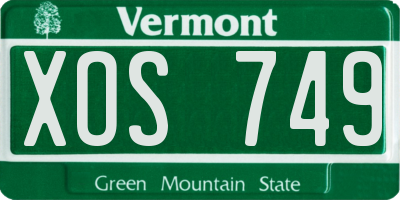 VT license plate XOS749