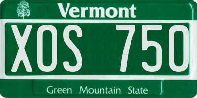 VT license plate XOS750
