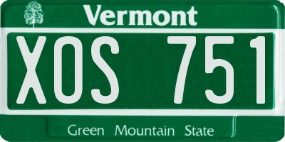 VT license plate XOS751