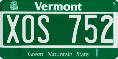 VT license plate XOS752
