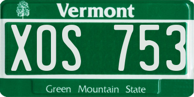 VT license plate XOS753