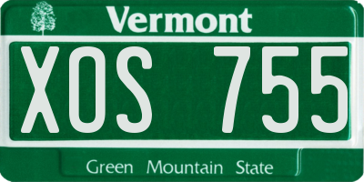 VT license plate XOS755