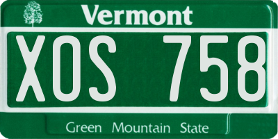 VT license plate XOS758