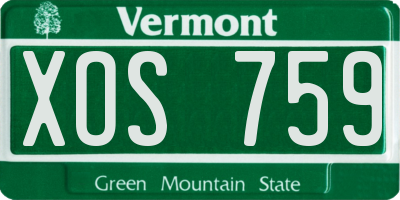 VT license plate XOS759