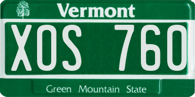 VT license plate XOS760