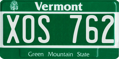 VT license plate XOS762
