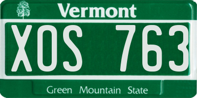 VT license plate XOS763
