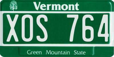 VT license plate XOS764