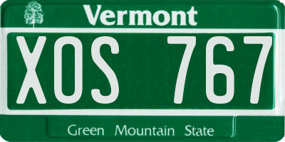 VT license plate XOS767