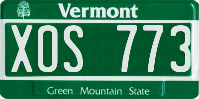 VT license plate XOS773