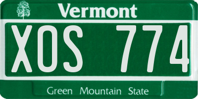 VT license plate XOS774