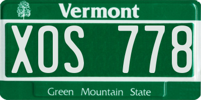 VT license plate XOS778