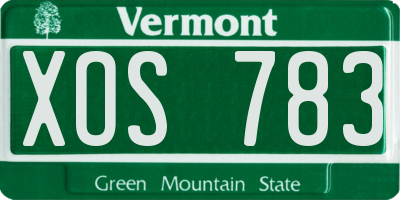 VT license plate XOS783