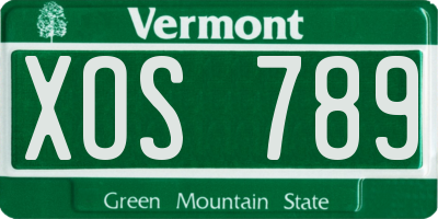 VT license plate XOS789