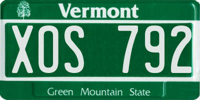 VT license plate XOS792