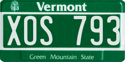 VT license plate XOS793