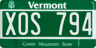 VT license plate XOS794