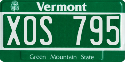 VT license plate XOS795