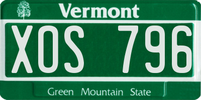 VT license plate XOS796