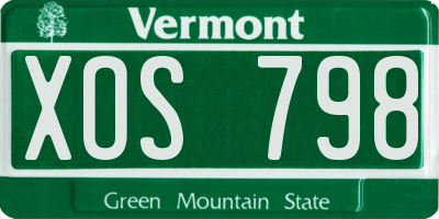 VT license plate XOS798
