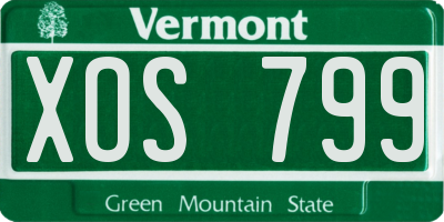 VT license plate XOS799