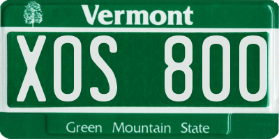 VT license plate XOS800