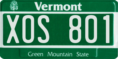 VT license plate XOS801