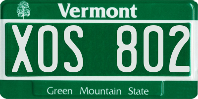 VT license plate XOS802