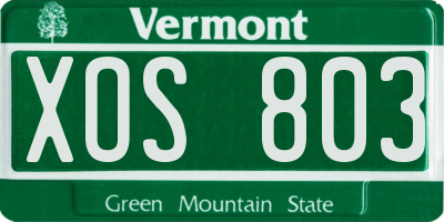 VT license plate XOS803