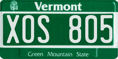 VT license plate XOS805