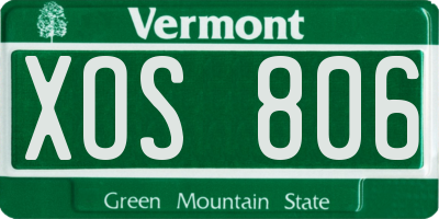 VT license plate XOS806