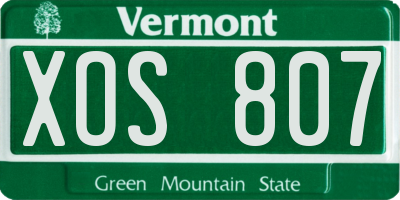 VT license plate XOS807