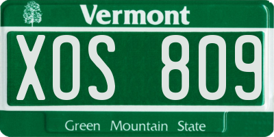 VT license plate XOS809