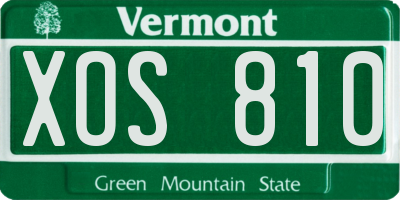 VT license plate XOS810