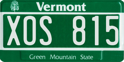 VT license plate XOS815