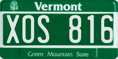 VT license plate XOS816