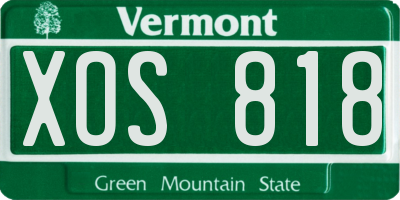 VT license plate XOS818
