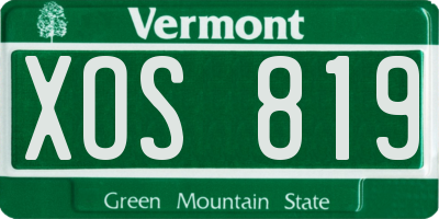 VT license plate XOS819