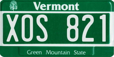 VT license plate XOS821