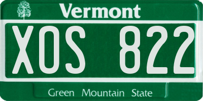 VT license plate XOS822