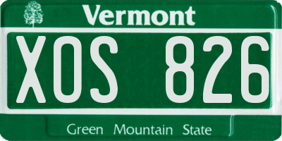 VT license plate XOS826