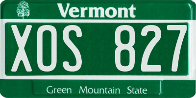 VT license plate XOS827