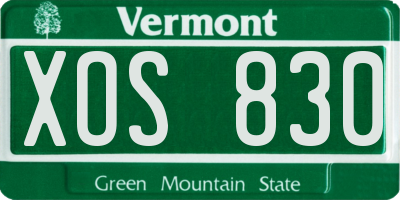 VT license plate XOS830