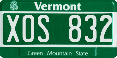 VT license plate XOS832