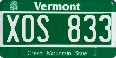 VT license plate XOS833