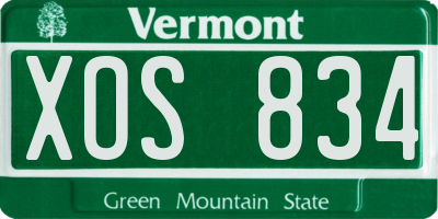 VT license plate XOS834