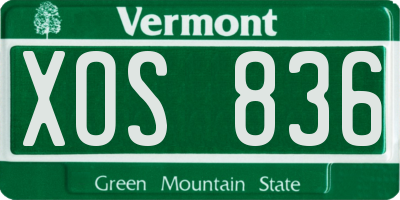 VT license plate XOS836