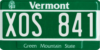 VT license plate XOS841