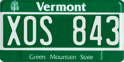 VT license plate XOS843