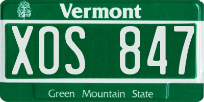 VT license plate XOS847